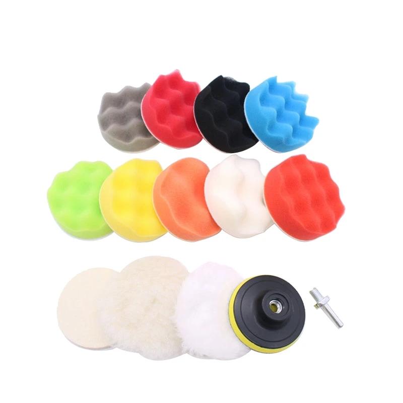 14Pcs Car Polishing Waxing Sponge Wheel Polishing Disc Kit Set 3inch M10 Sponge Disc Pad For Car Polisher Polishing Buffing Auto