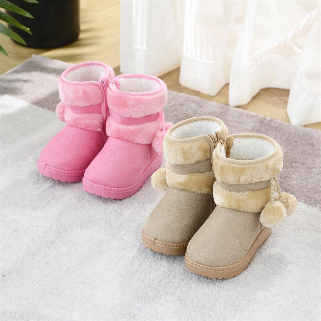 Children's Shoes, Fur Ball Snow Boots, Thick Children's Boots, Warm Cotton Shoes