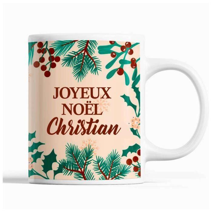 Mug - Noël Christian - Beige - Imprimé recto/verso - 325 ml - Résistant lave-vaisselle et micro-onde