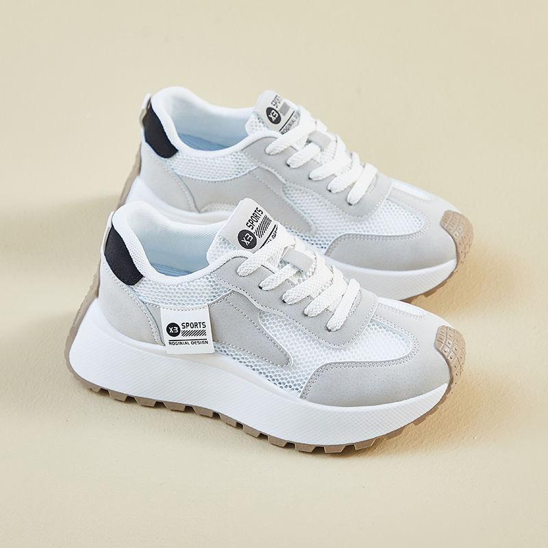 

New Breathable Perforated Shoes Versatile Thick-soled Sports Shoes and Casual Dad Shoes 35 сірий