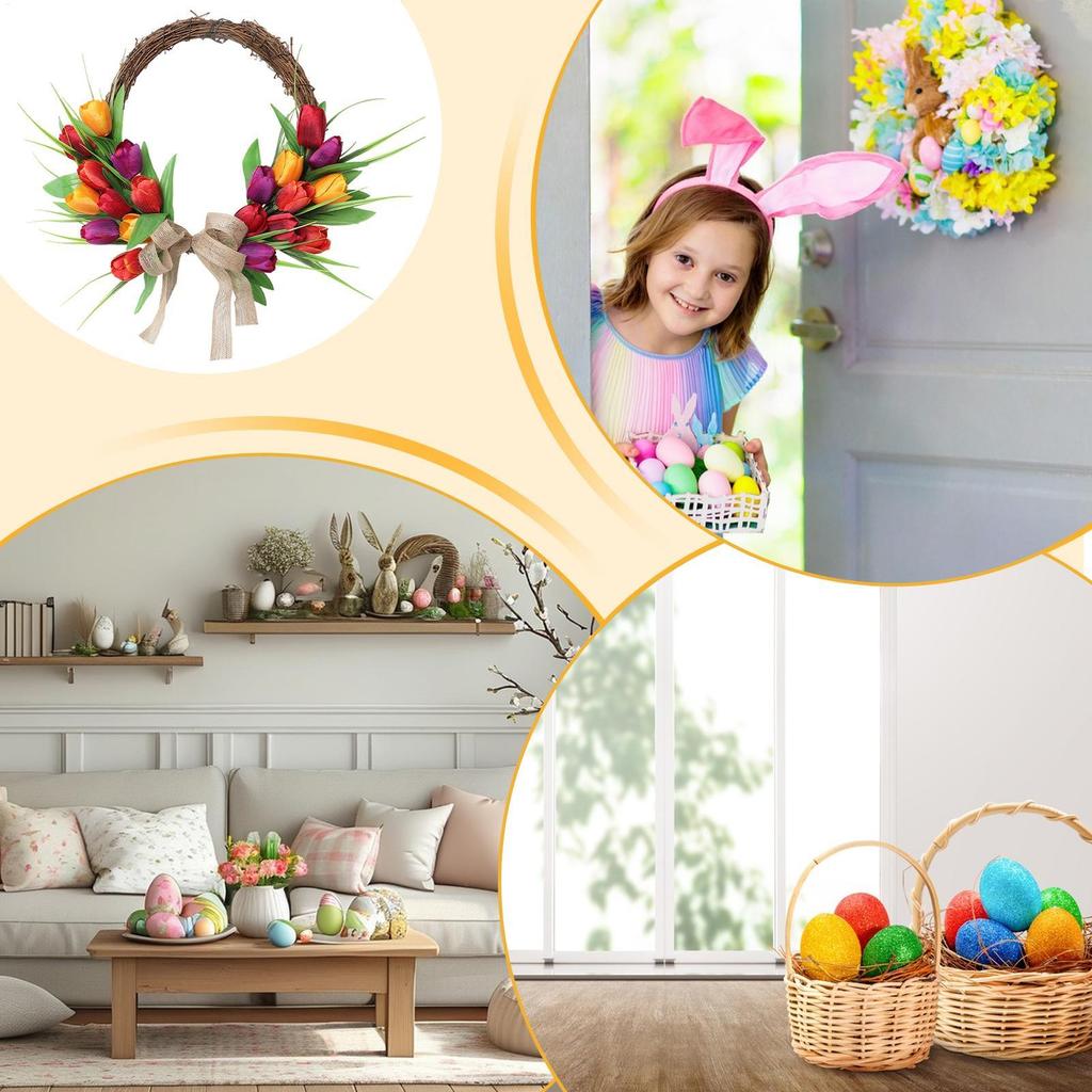 Spring Wreaths for Front Door Artificial Floral Decor Spring Flower Wreath for Living Room Bedroom Indoor Outdoor Home Window