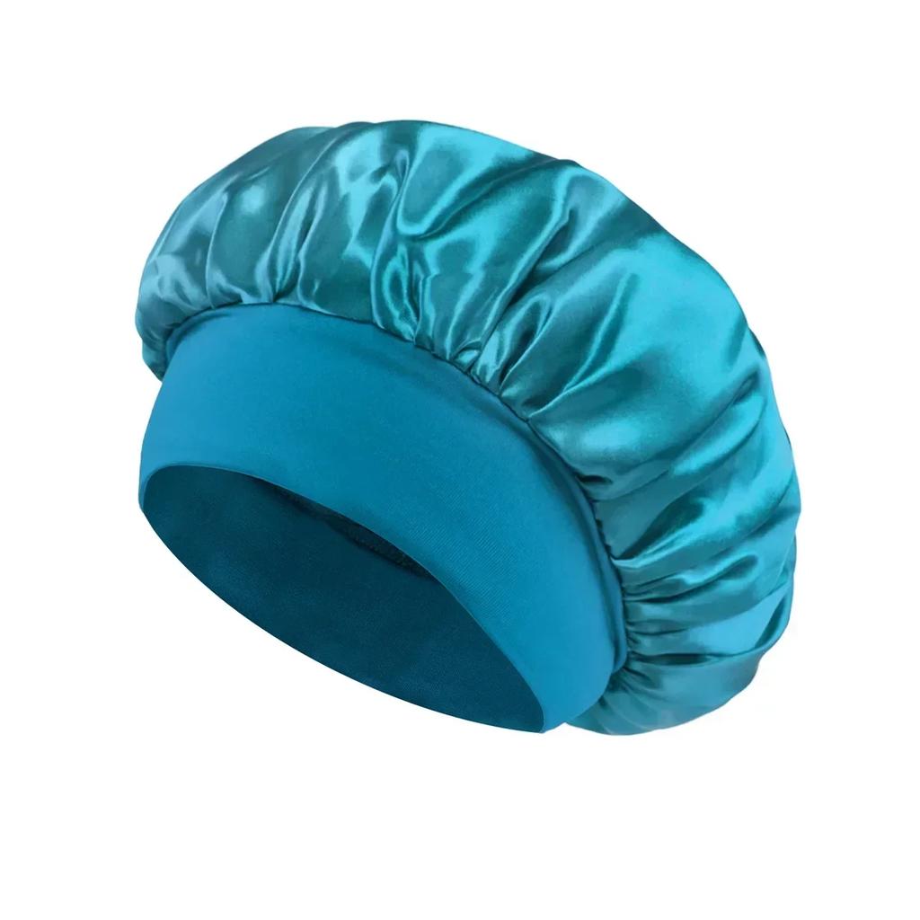 Satin Bonnets Night Sleeping Cap Large Elastic Wide Soft Band Colorful Silk Hat for Curly Hair Care Beauty Makeup for Women