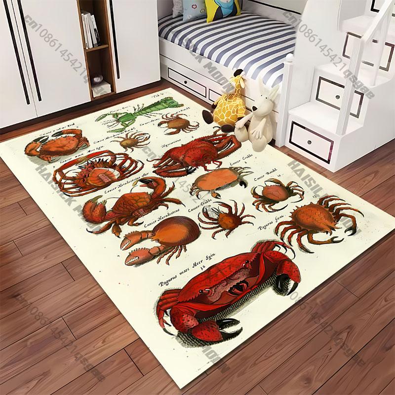 Detaillierte Illustration Krabben Teppich Yoga Wohnzimmer Raumdekoration Kinder Krabbelmatte Fußmatte Bereichsteppich Spielmatte