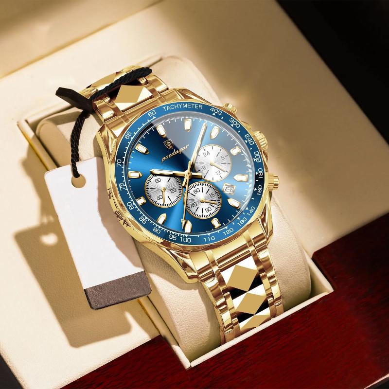 POEDAGAR Luxury Man Wristwatch Waterproof Luminous Chronograph Watch for Men Stainless Steel Men's Quartz Watches Male Gifts Reloj Hombre