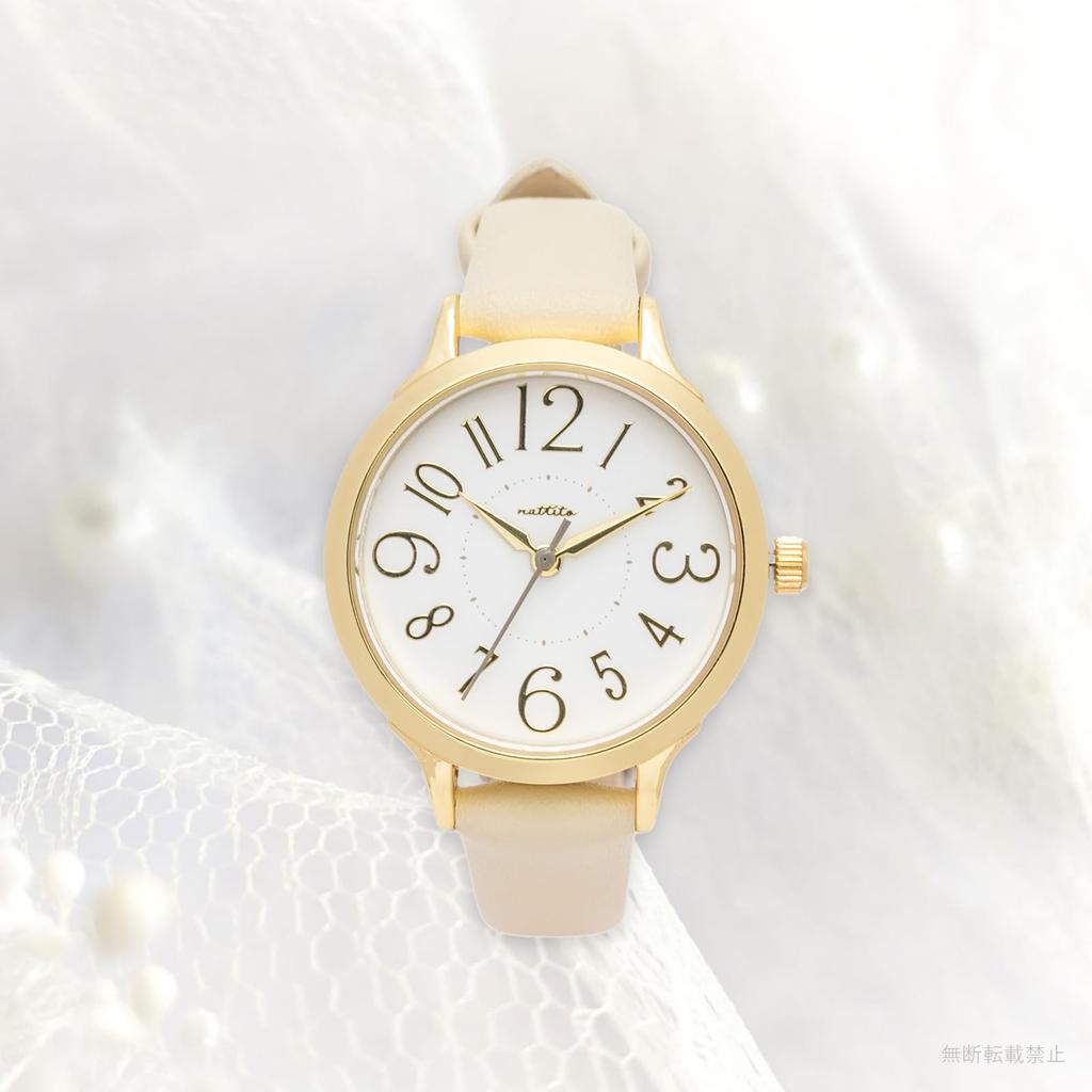 Fieldwork Analog Watch with Leather Simple and Easy to Letre Women's Strap, Read, White, MKL2012-1