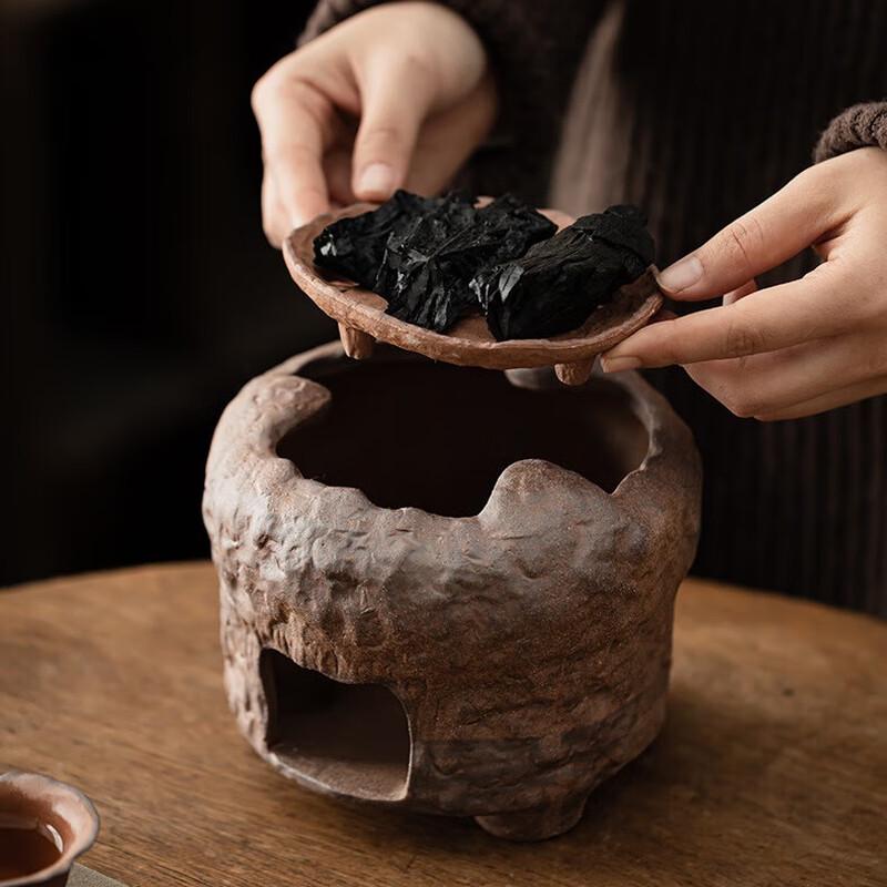 Vintage Clay Indoor Tea Stove & Teapot Set