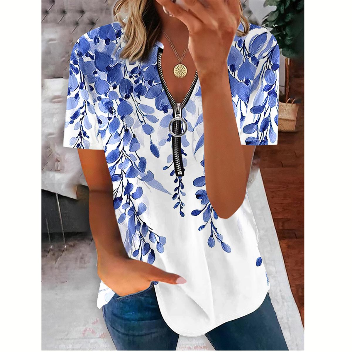 

Женская летняя модная футболка с коротким рукавом и застежкой-молнией большого размера 0XL