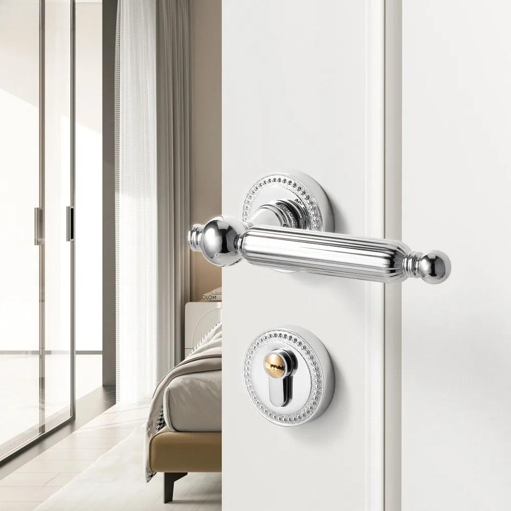 Golden Bedroom Door Lock Indoor Split Lock Zinc Alloy Door Handle Silent Locks Wood Door Safety Locks Doors Hardware Accessories