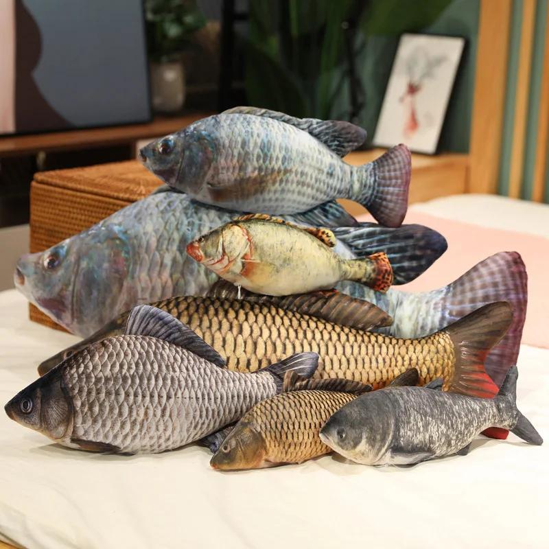 Simulation Funny Fish Plush Toys Cute Stuffed Fish Pillow Soft Animal Carp Plush Pillow Creative Sleep Cushion Girls Gift
