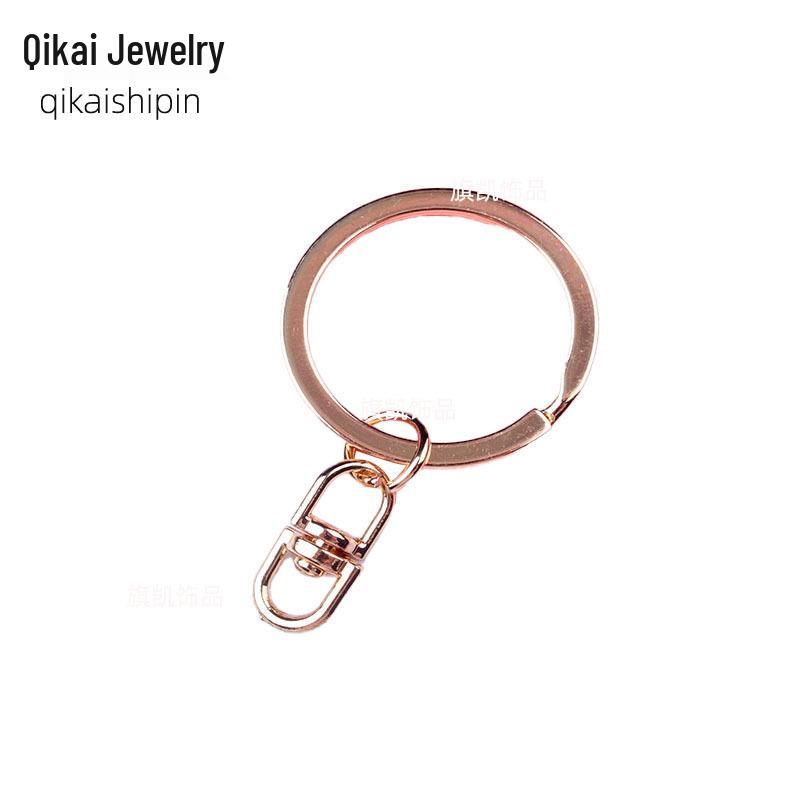 Multi-Spec Metal Keychain: 30mm Flat Key Ring with 4-Section Grinding Chain for DIY Jewelry Pendant