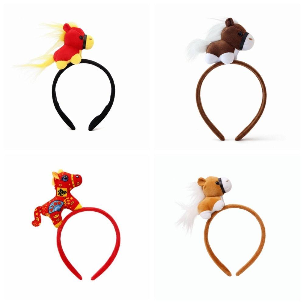 Cartoon Horse Hair Hoop Pony Headpiece Sweet New Year Headband Women