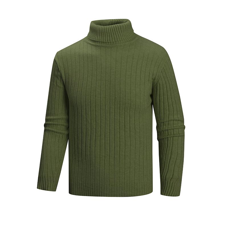 Men’s High Neck Striped Knit Sweater - Autumn/Winter Fashion 4XL