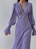 V-neck Slim Fit Women's Dress Chiffon A-line Dress