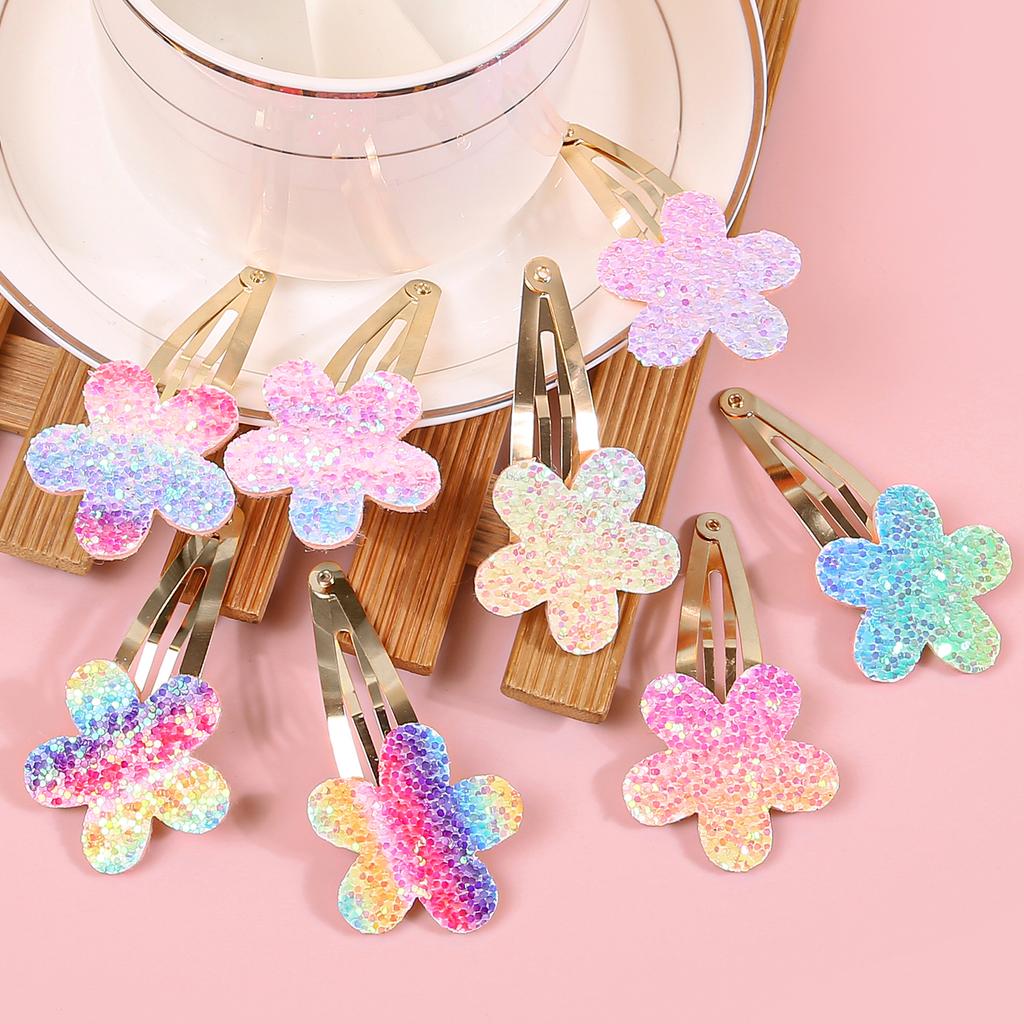8pcs Cute Butterfly Hair Clips for Girls Rainbow Flower Barrettes Clips Alloy Snap Hair Clip Hairpins Kids Hair Accessories