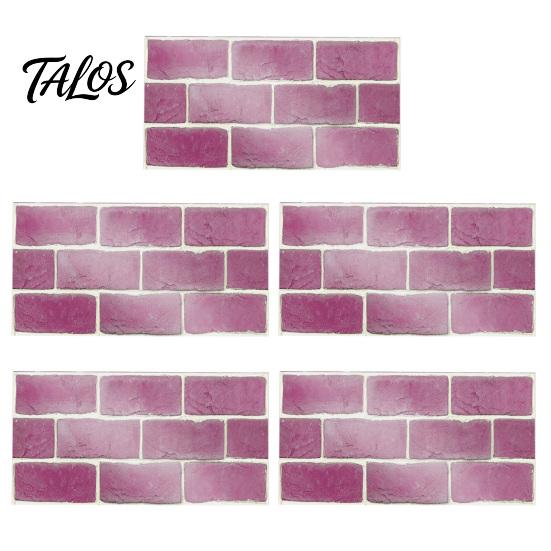 Oil Proof Wall Stickers for Bathroom 5Pcs Vintage Brick Tile Stickers, Waterproof Oil‑Proof Wallpaper, Peel Removable Backsplash Rental &