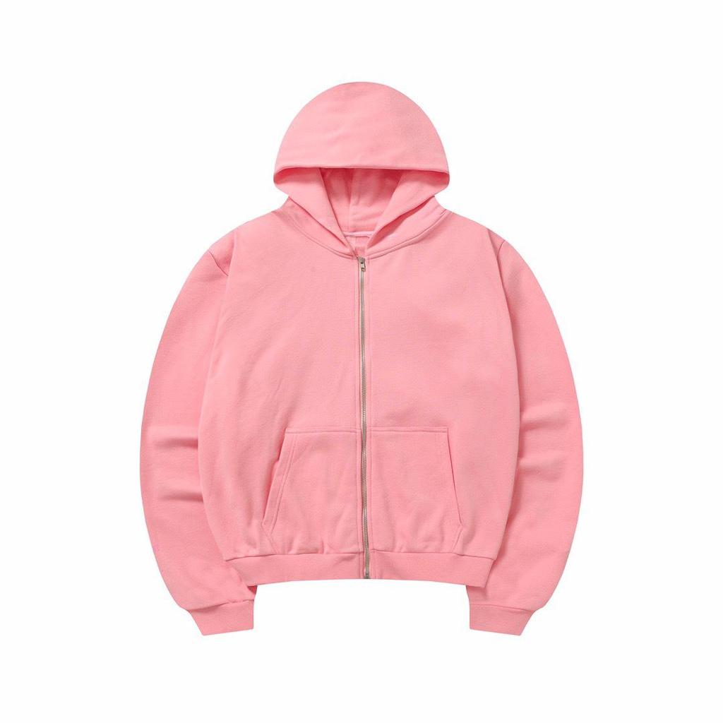 SKYLRK 2025SS Solid Color Distressed Fleece-Lined Hooded Cardigan - Bieber Style