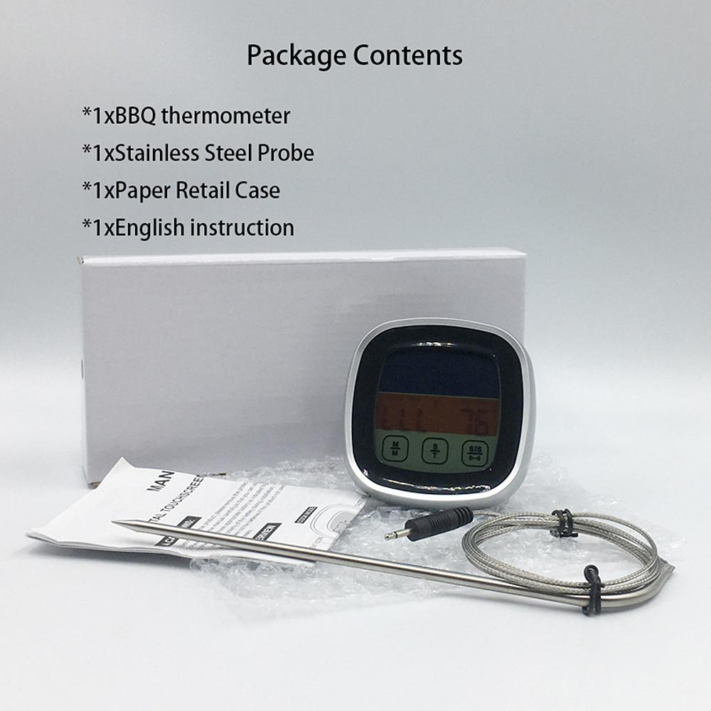 BBQ Thermometer 2 Alarm Mode Touch Screen Backlight Function Meat Thermometer for Outdoor Camping