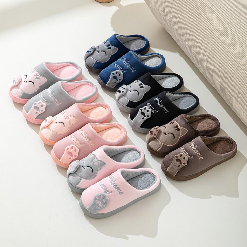 Cat Room Cute Cat Cushioned Cold Faux Fur Room Sandals [Mies'] Slippers, Print, Non-Slip, Quiet, Cotton, Warm, Weather, Slippers,