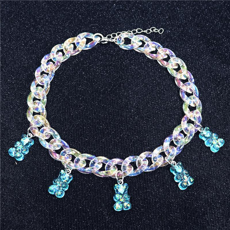Shining Acrylic Handmade Candy Color Cute Judy Cartoon Bear Charm Necklace For Women Girl Daily Jewelry Party Gifts