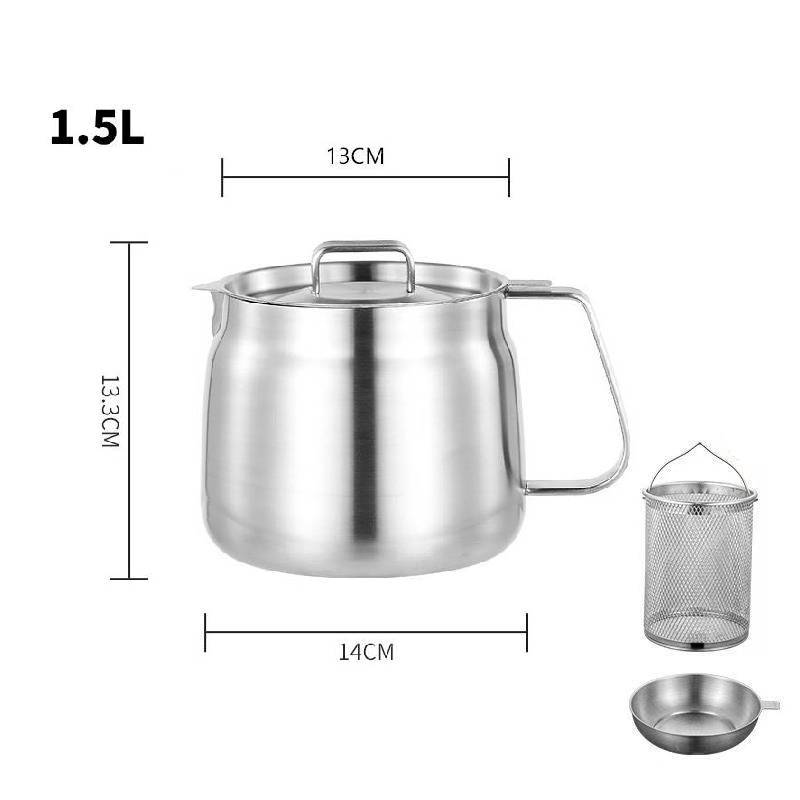Stainless Steel Oil Bottle With Filter For Kitchen Large Capacity Oil Storage And Residue Separation