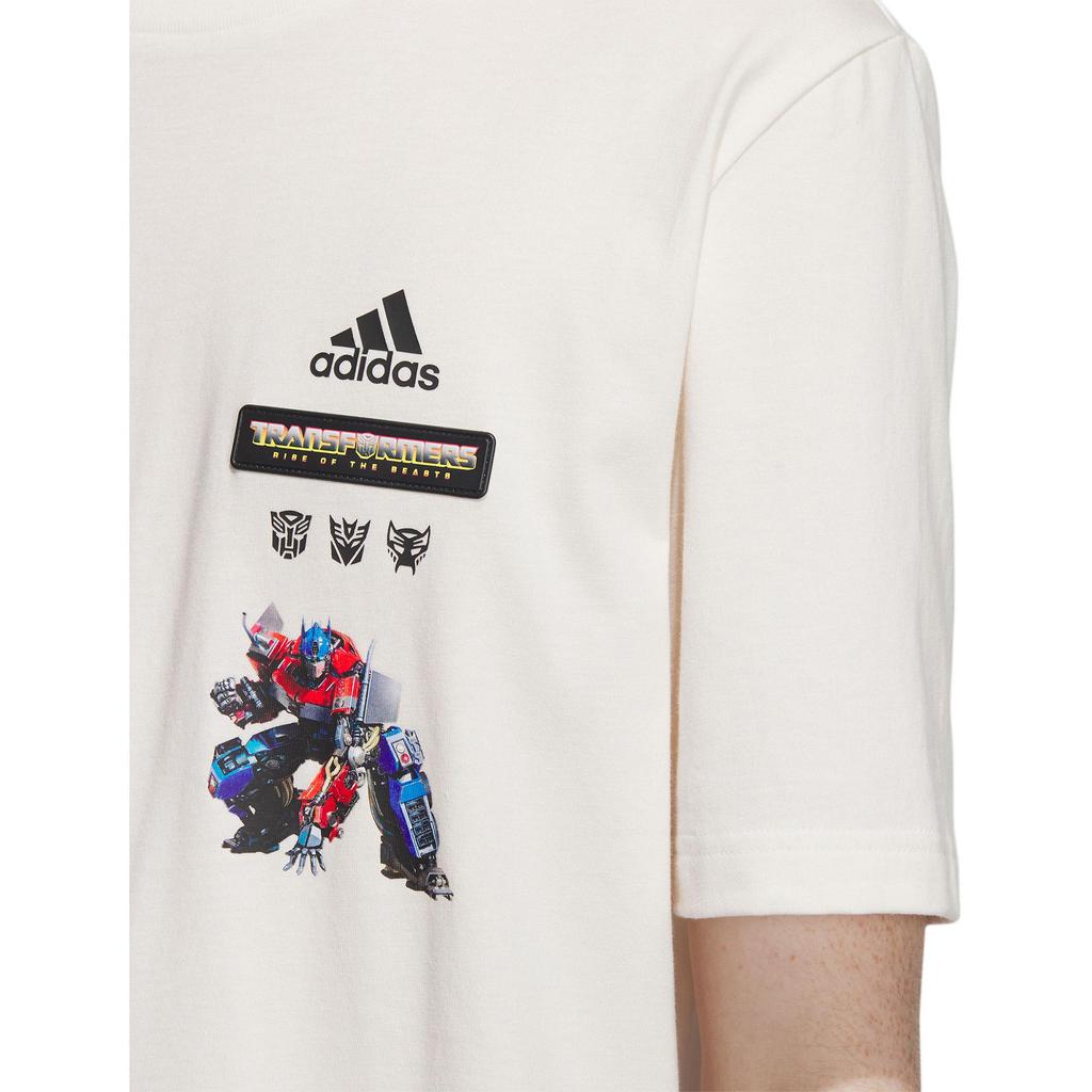 Adidas Transformers Tee Cartoon Print Sports Short Sleeve T-Shirt Men Tops Pink White IK3493