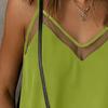 Women Tops Sling Spaghetti Straps V-Neck Mesh Splicing Loose Drape Cut Vest Soft Fabric Summer Casual Tank Tops
