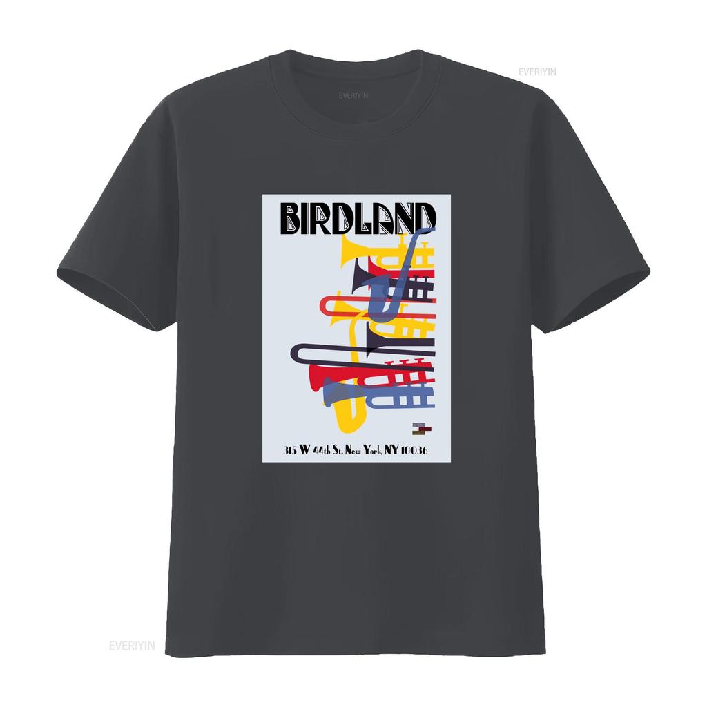 Birdland 1949 Poster Theater Vogel Baumwoll T-Shirt Jazz Musik Live Coltrane Design New York Inspiriert Retro Stil Vintage Gewaschen