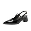 European Women's Summer 2026 New French Pointed Toe Toe Cap Thick Heel High Heels