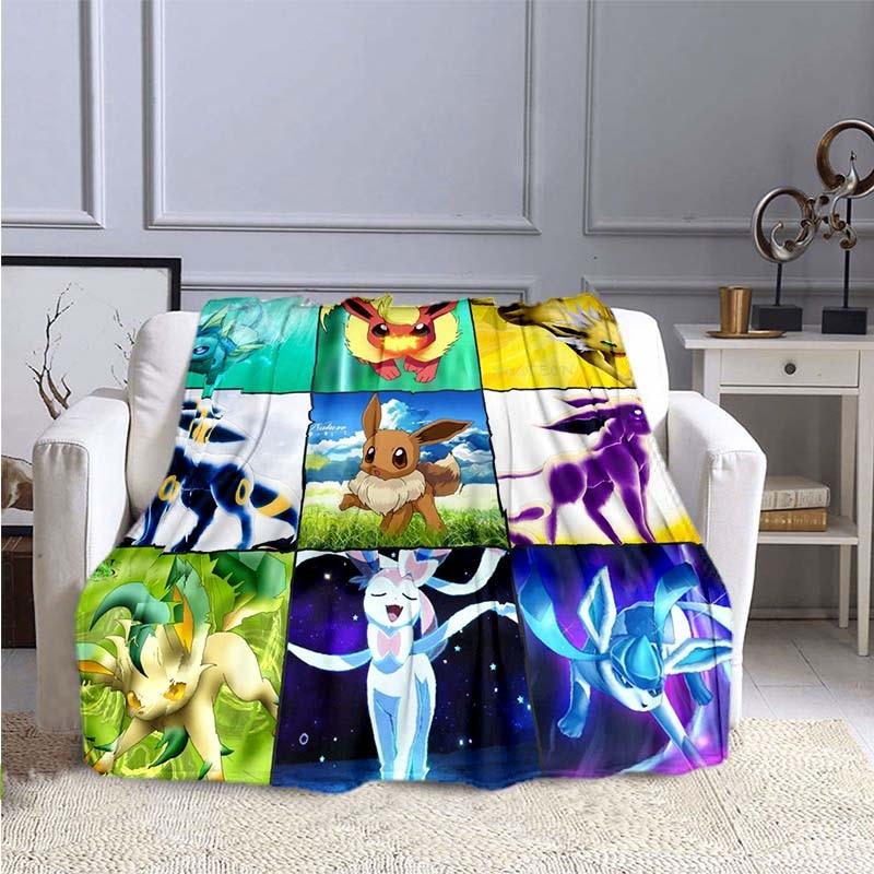 Cartoon Pokemon Pikachu Throw Blanket Soft Comfortable Sofa Blankets and Throws Flannel Blankets for Adults