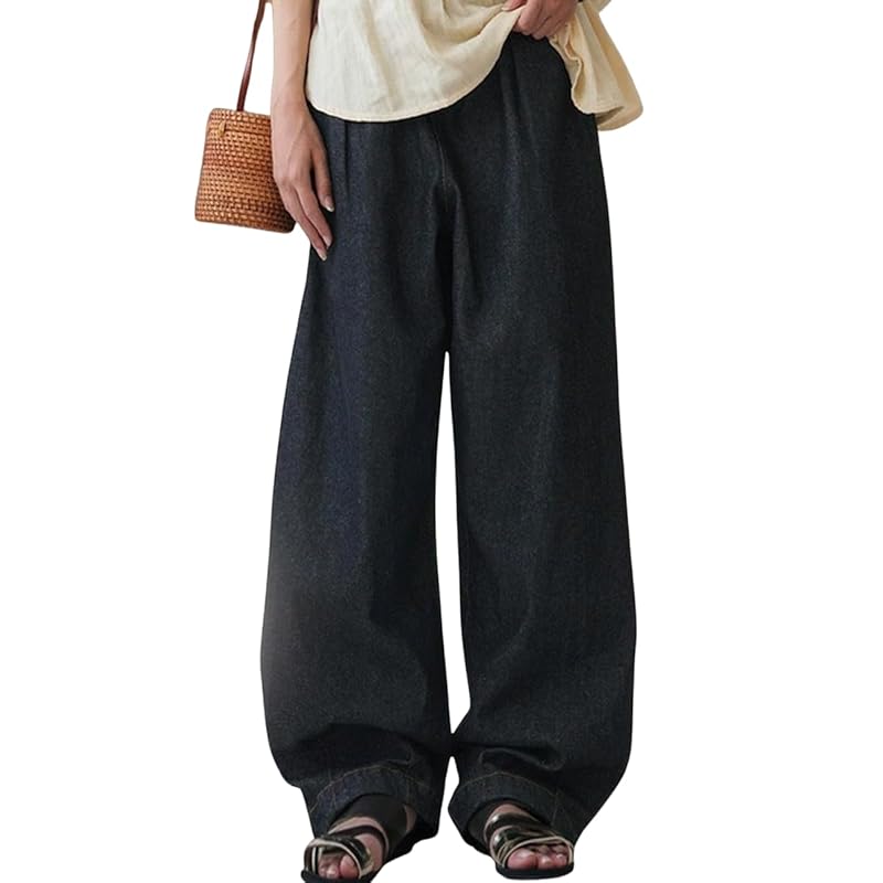 

[antiqua] [Antica] indian cotton denim pants ladies bottoms IYA-00034 Plus (equivalent to L-XXL) 05 black