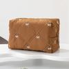 Elegant Quilted Bowknot Design Cosmetic Case with Polyester Materials and Large Storage for Organized Makeup Arrangement