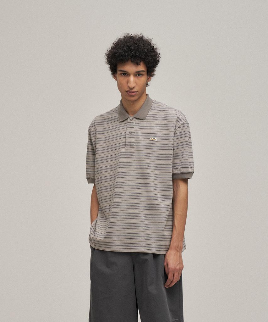LE TIGRE Multi-Stripe Polo T-Shirt (Pale Khaki)