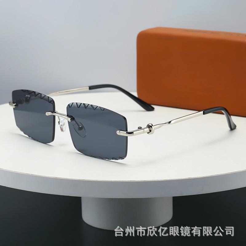 Kajia fashion frameless trimmed metal square retro sunglasses casual versatile European and American trend sunglasses