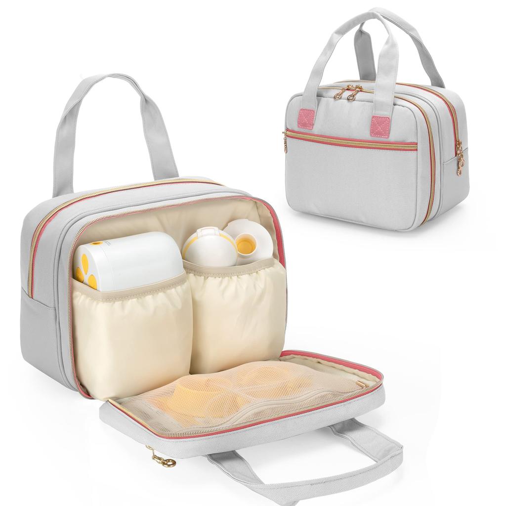 Damero Breast Pump Bag, Breast Milk Bag, Baby Bottle Pouch, Large Capacity, Portable, Perfect for Returning to Work, Daycare, and Outings, Gray