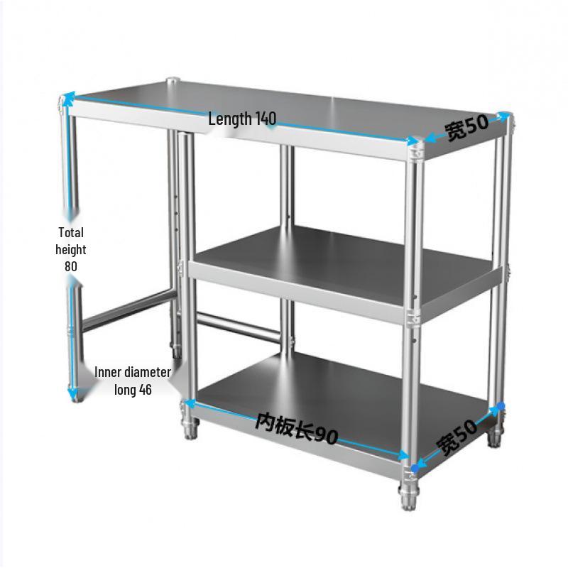 Stainless Steel Three-Tier Kitchen Storage Rack for Gas Cylinder, Stove, and Chopping Board