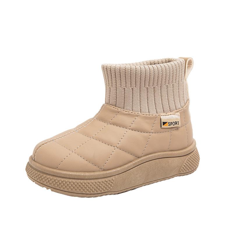 

Children s cotton shoes, girls snow boots2026New autumn and winter short boots with fleece lining for boys, thickened, warm, waterproof, and 26Inner Length16.3 хаки