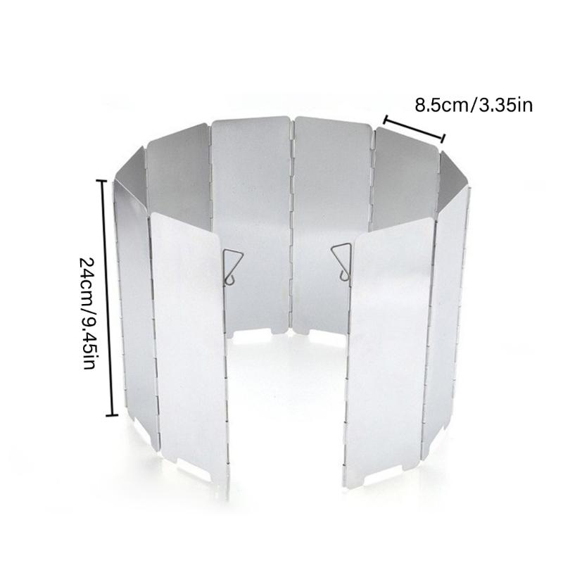 Outdoor Camping Cooking Burners Windproof Screen Aluminum Alloys Stove Windscreen 10 Plates Folding Furnaces Windshield