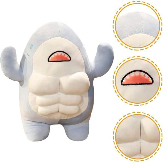 Adorable Muscular Shark Plush - Soft Stuffed Animal for Kids, Decorative Blue Shark Doll for Home, Table, Sofa, and Baby Snuggling