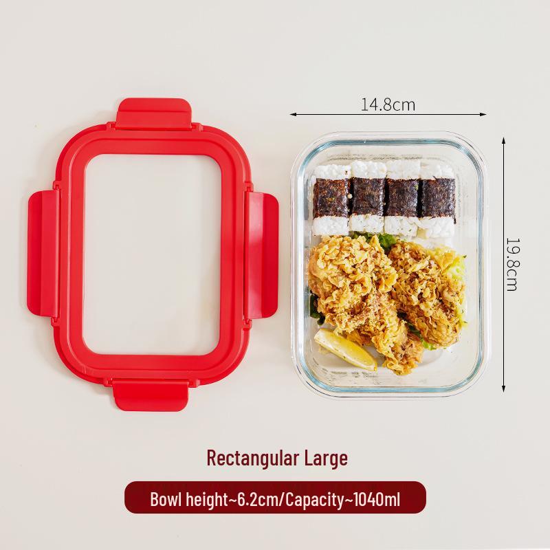 High Borosilicate Glass Lunch Box - Office Worker Bento Box with Fresh-Keeping Seal