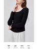 Velvet Fleece-Lined Long Sleeve Thermal Shirt, Warm Knit Base Layer Top for Autumn and Winter