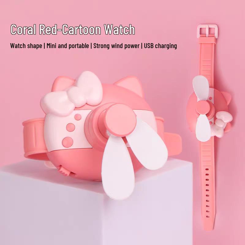 Hello Kitty USB Rechargeable Portable Mini Fan Bracelet Toy.
