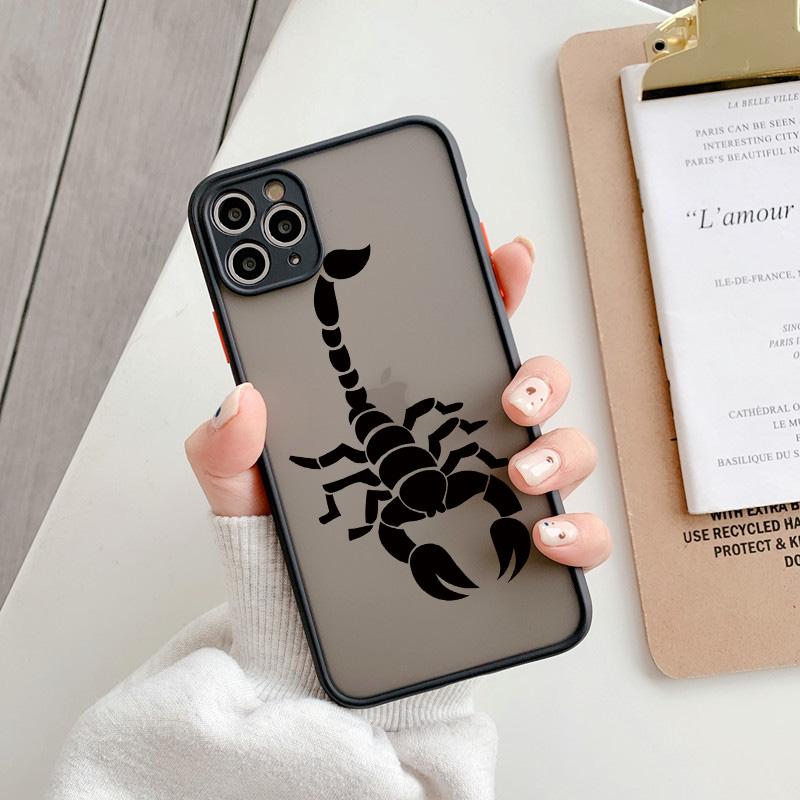 Scorpion Half-wrapped Hard Phone Case For iPhone X XR XS X 16 15 12 11 13 14 Pro Max Back Cases 7 8 Plus SE2 Mini Cover Coque