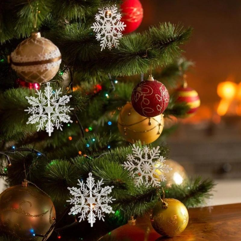 K1AE Snowflake and Icicle Ornament Set Christmas Celebration Hanging Ornament Snowflake and Icicle Baubles Collection