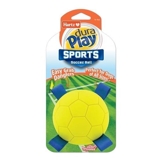 Hartz Duraplay SPORTS Soccer Dog Toy Dog Toy Chew Toy Throwable Latex Material Soft Suitable for All Dog Breeds Washable Clean Comes with Bacon