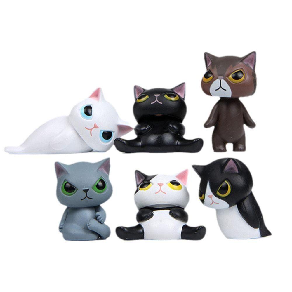 

6Pcs/Set Colorful Landscaping Doll Garden Miniature Decor Cat Doll Creative Cat Figures B