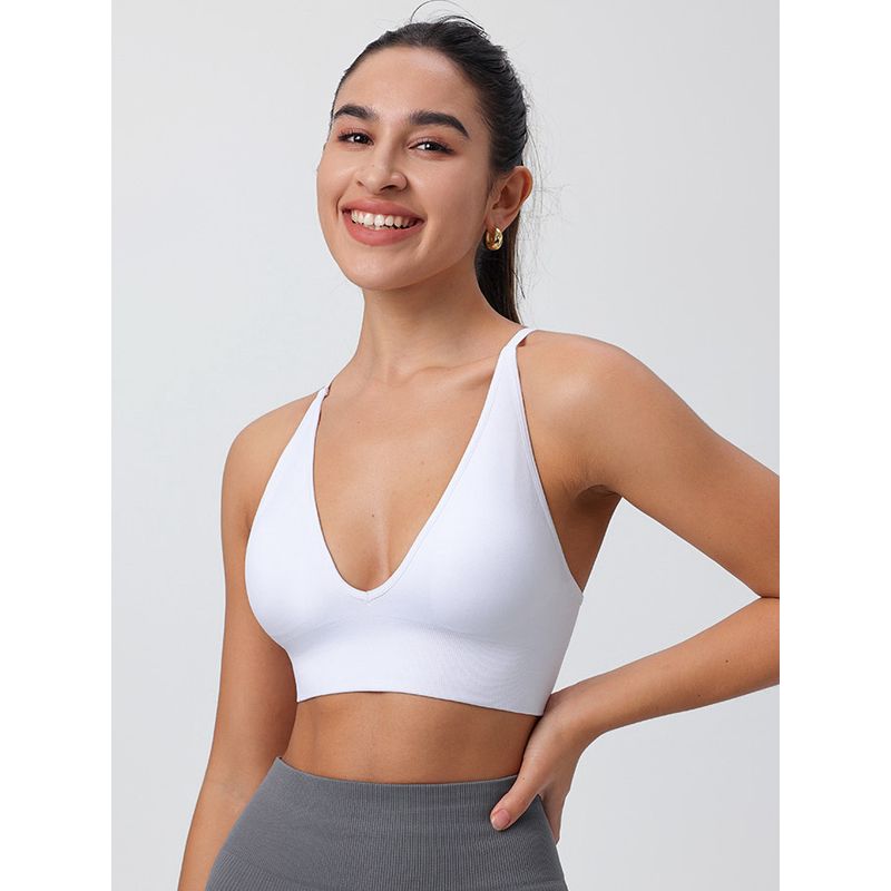 Jm1107 Color Discount Fashion Triangle Cup Bra Adjustable Shoulder Strap Bare Back Sexy Yoga Intimates Bra