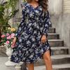 Foreign Style Skirt Women's Spring New European and American Sexy Waist Floral Long-sleeved Dress