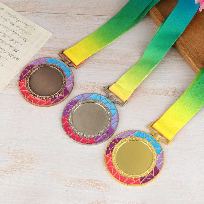 Metal Award Medals With Neck Ribbon Gold Silver Bronze Style For Sports Academics Or Any Competition Diameter