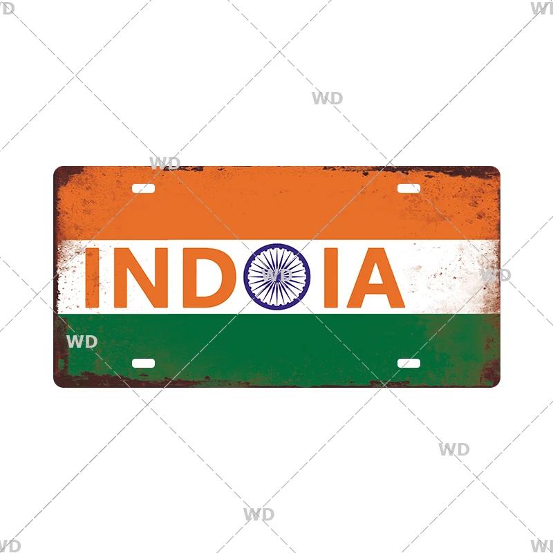 National Flag License Plate 6x12Inch Home Signs Metal Vintage Tin Sign Garage Bar Wall Signs Decor Patriots Best Gift Dustproof
