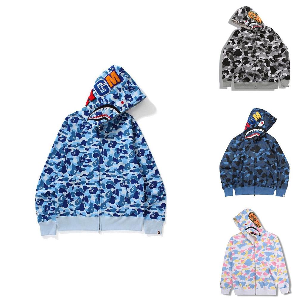 Lebendiger Camouflage-Hoodie mit Hai-Aufdruck Warme Streetwear für Herren Damen